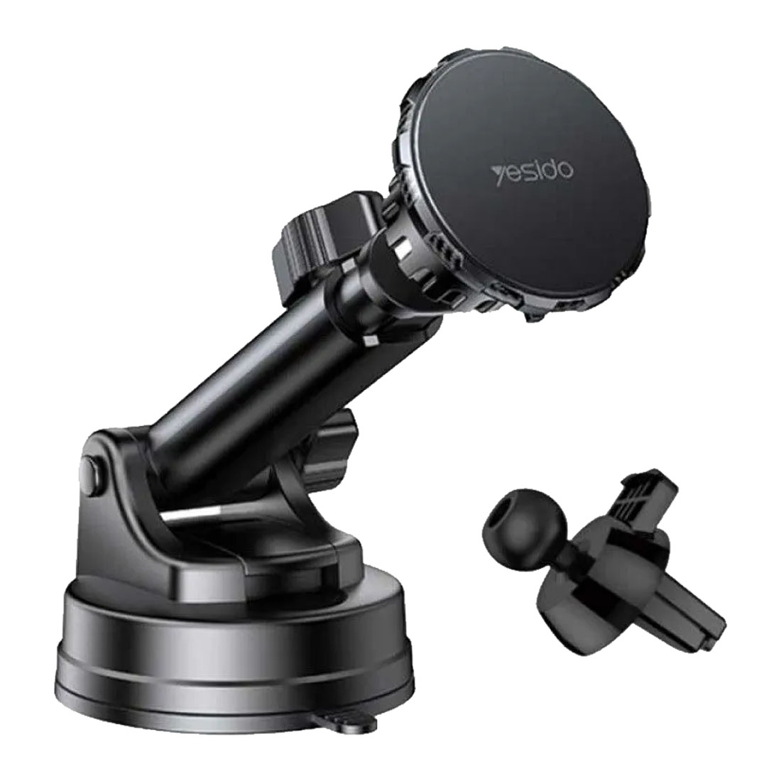 Автомобильный магнитный держатель YESIDO C160 на вакуумной присоске для смартфона, на приборную панель, в решетку воздуховода, цвет черный