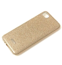 Чехол накладка для XIAOMI REDMI 6A, силикон, блёстки, цвет золотистый.