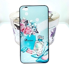 Чехол накладка для XIAOMI REDMI GO, силикон, рисунок духи и туфельки, цвет голубой.