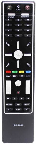 Пульт ДУ для TRICOLOR (ТРИКОЛОР) HD9300 / HD-GS9305B подходит к следующим моделям: GS-9300, HD 9300, HD 9303, GS 9305, HD-GS9305B.