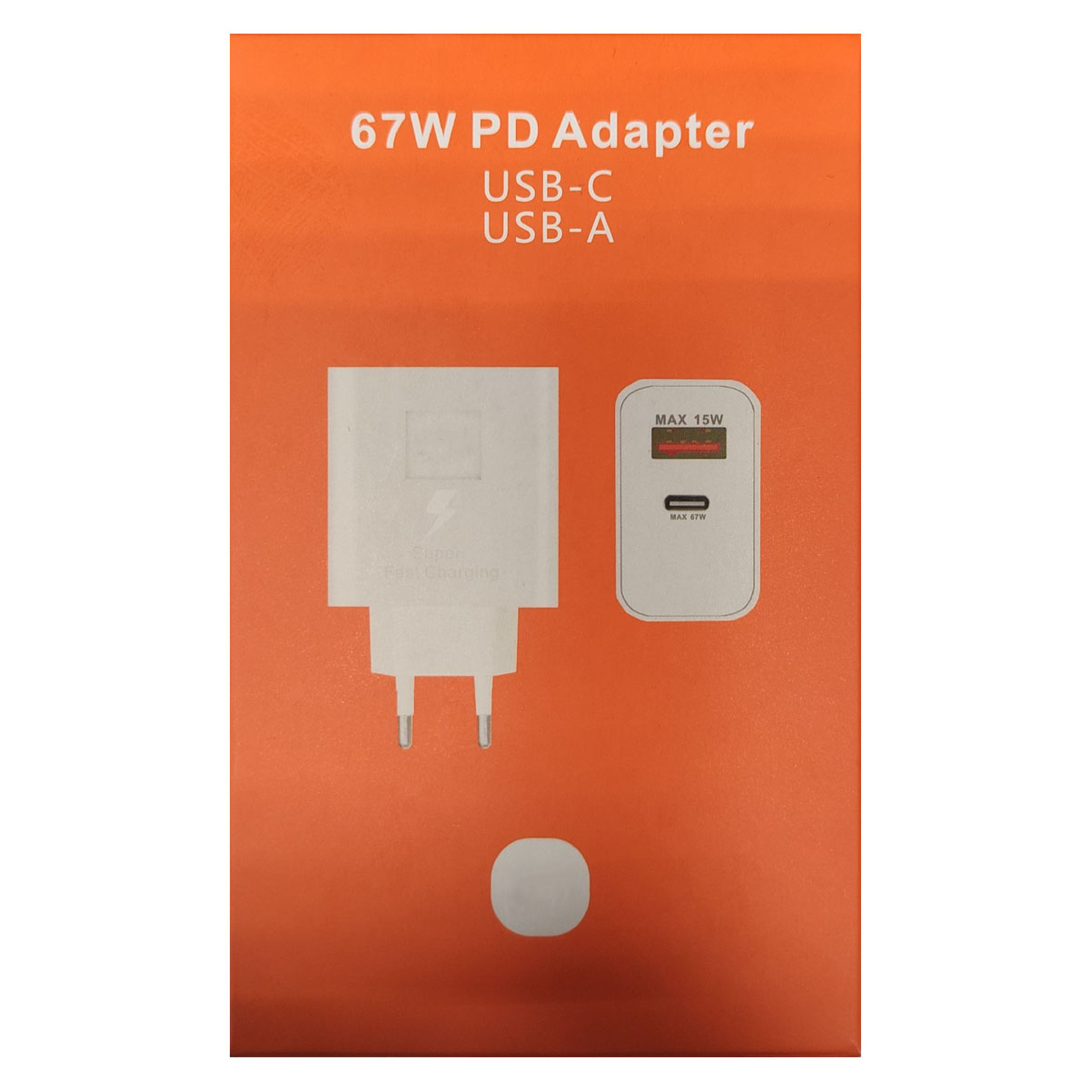 СЗУ (Сетевое зарядное устройство) MDY-K40-EY, MDY-12-EF, 67W, 1 USB, 1 USB Type C, цвет белый