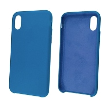 Чехол накладка Silicon Case для APPLE iPhone XS, силикон, бархат, цвет светло синий.