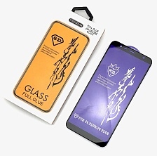 Защитное стекло "6D" GLASS FULL GLUE для SAMSUNG Galaxy J4 Core 2019 (SM-J410) / J4 Plus 2018 (SM-J415), цвет канта черный.