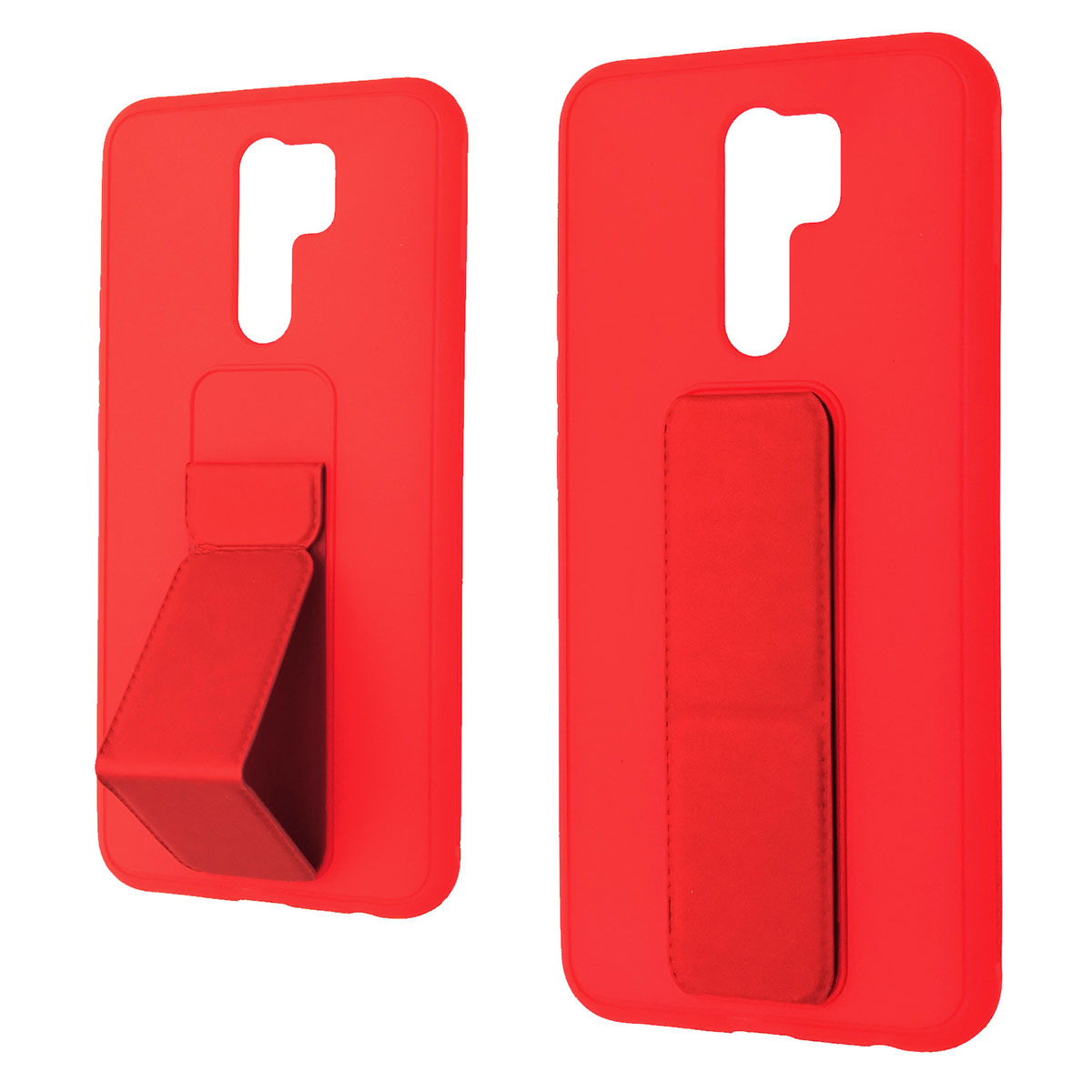Чехол накладка STAND для XIAOMI Redmi 9, подставка, магнит, экокожа, цвет красный