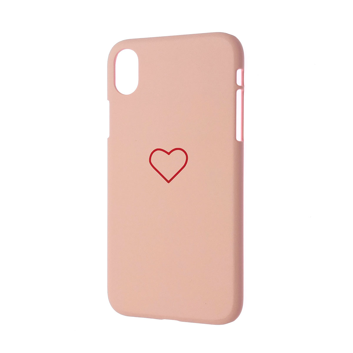 Чехол накладка для APPLE iPhone XR, пластик, матовый, рисунок Сердце, цвет розовый.