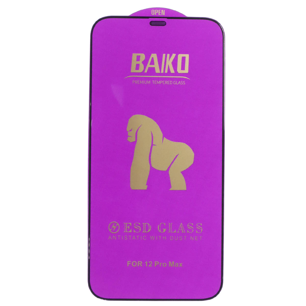 Защитное стекло BAIKO для APPLE iPhone 12 Pro Max (6.7"), с сеточкой на динамике, цвет окантовки черный