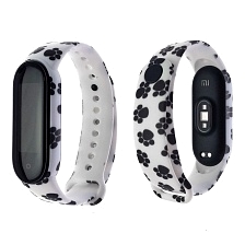 Сменный ремешок для фитнес браслета, смарт часов XIAOMI Mi Band 5, рисунок черно белые лапки. Сменный ремешок для фитнес браслета, смарт часов XIAOMI Mi Band 5, рисунок черно белые лапки.