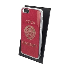 Чехол накладка для APPLE iPhone 5, iPhone 5G, iPhone 5S, iPhone SE, силикон, глянцевый, рисунок СССР паспорт