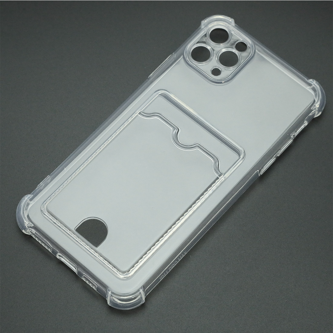 Чехол накладка CARD CASE для APPLE iPhone 11 Pro Max, силикон, отдел для карт, защита камеры, цвет прозрачный