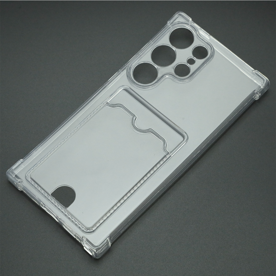 Чехол накладка CARD CASE для SAMSUNG Galaxy S24 Ultra, силикон, отдел для карт, защита камеры, цвет прозрачный Чехол накладка CARD CASE для SAMSUNG Galaxy S24 Ultra, силикон, отдел для карт, защита камеры, цвет прозрачный