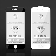 Защитное стекло Lito (премиальное качество) "5D" для APPLE iPhone 7/8 (4.7"), цвет канта белый.