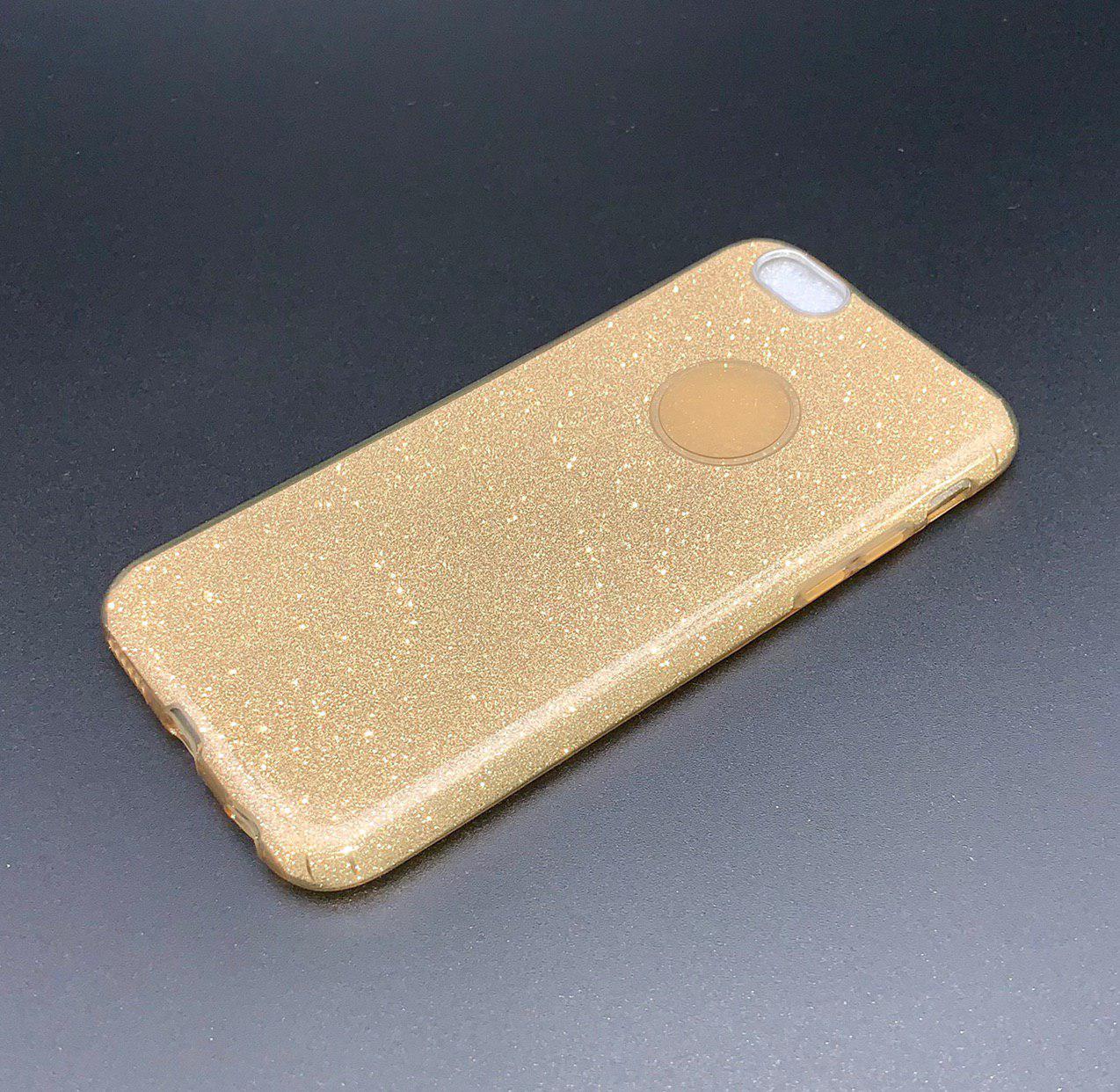 Чехол накладка Shine для APPLE iPhone 6, 6S, силикон, блестки, цвет золотистый.