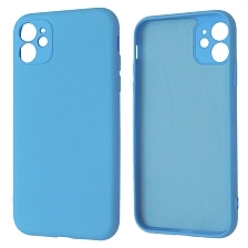 Чехол накладка NANO для APPLE iPhone 11, силикон, бархат, цвет голубой
