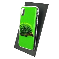 Чехол накладка для APPLE iPhone X, iPhone XS, силикон, глянцевый, рисунок Зеленый Ежик