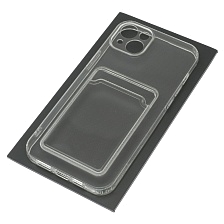 Чехол накладка CARD CASE для APPLE iPhone 14 Plus, силикон, отдел для карт, цвет прозрачный Чехол накладка CARD CASE для APPLE iPhone 14 Plus, силикон, отдел для карт, цвет прозрачный