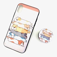 Чехол накладка для APPLE iPhone X, XS, силикон, с поп сокетом, рисунок Собаки.