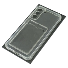 Чехол накладка для SAMSUNG Galaxy S21 FE (SM-G990B), силикон, отдел для карт, цвет прозрачный