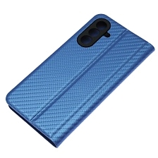 Чехол книжка CHESS для SAMSUNG Galaxy A56, текстура карбон, визитница, цвет синий