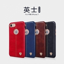 Чехол накладка Nillkin для APPLE iPhone 7, 8, силикон, кожа, цвет коричневый.