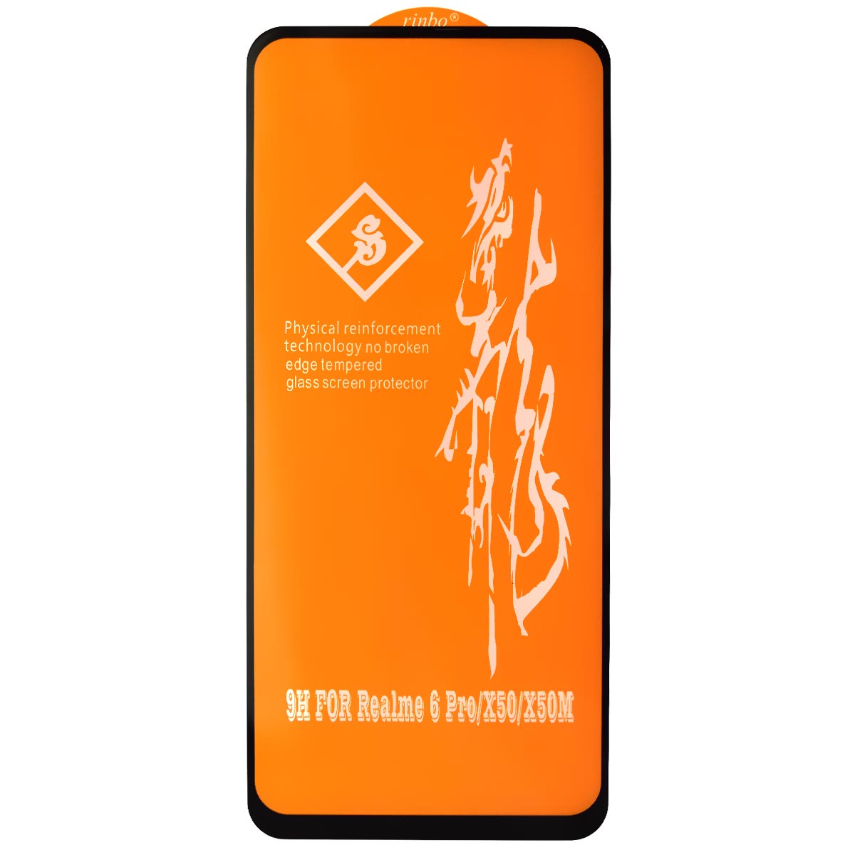 Защитное стекло 9H Rinbo для Realme 6 Pro, X50, X50 M, цвет окантовки черный Защитное стекло 9H Rinbo для Realme 6 Pro, X50, X50 M, цвет окантовки черный