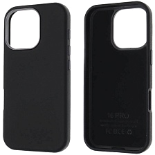 Чехол накладка для APPLE iPhone 16 Pro (6.3"), силикон, пластик, текстура кожи, бархат, цвет черный