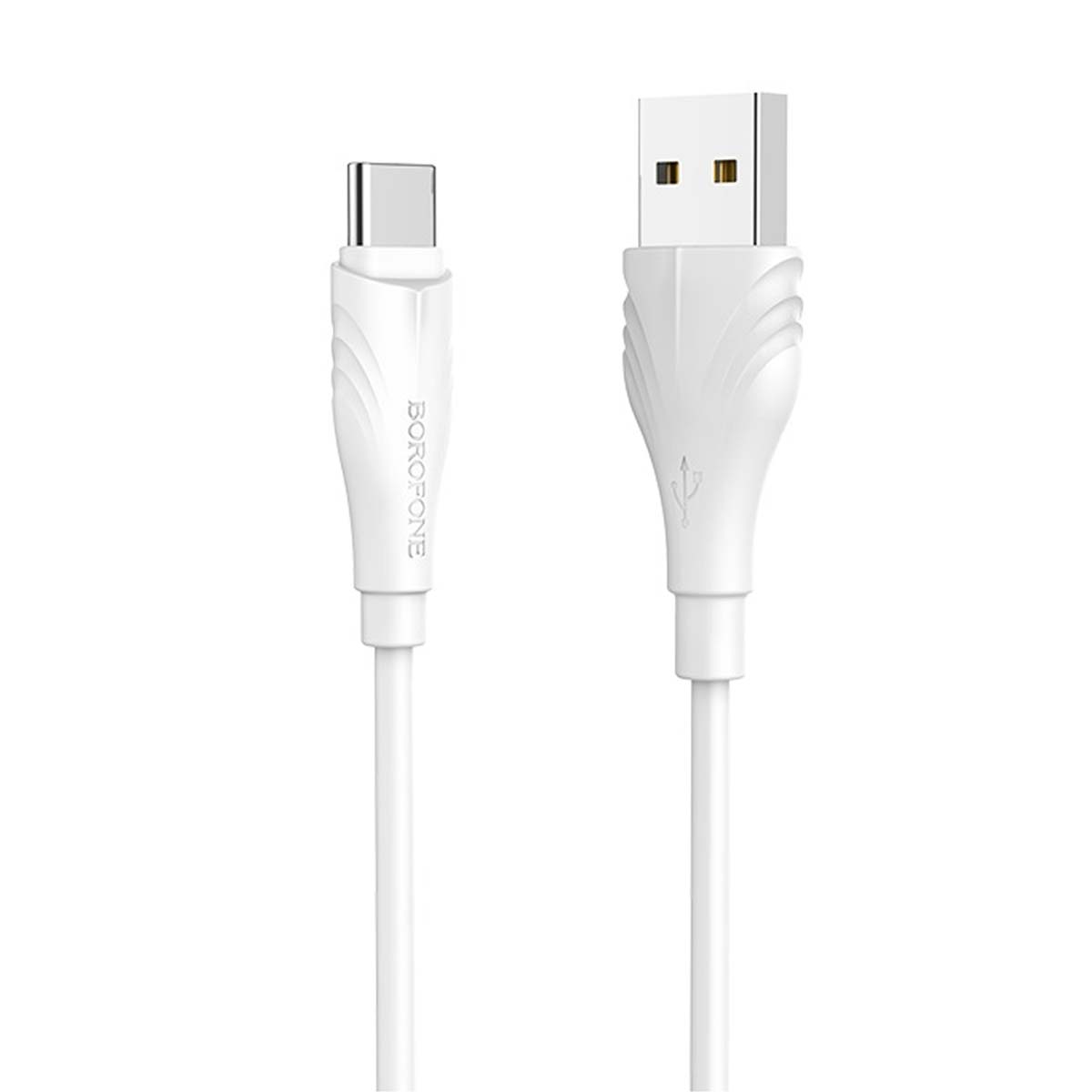 Кабель BOROFONE BX18 Optimal USB Type C, 2A, длина 1 метр, силиконовая круглая оболочка, цвет белый