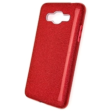 Чехол накладка Shine для SAMSUNG Galaxy J2 Prime 2016 (SM-G532), силикон, блестки, цвет красный
