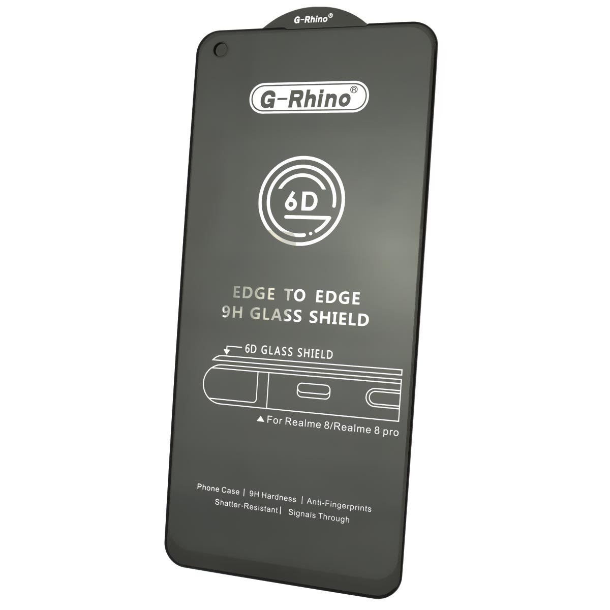 Защитное стекло 6D G-Rhino для Realme 8, Realme 8 Pro, цвет окантовки черный