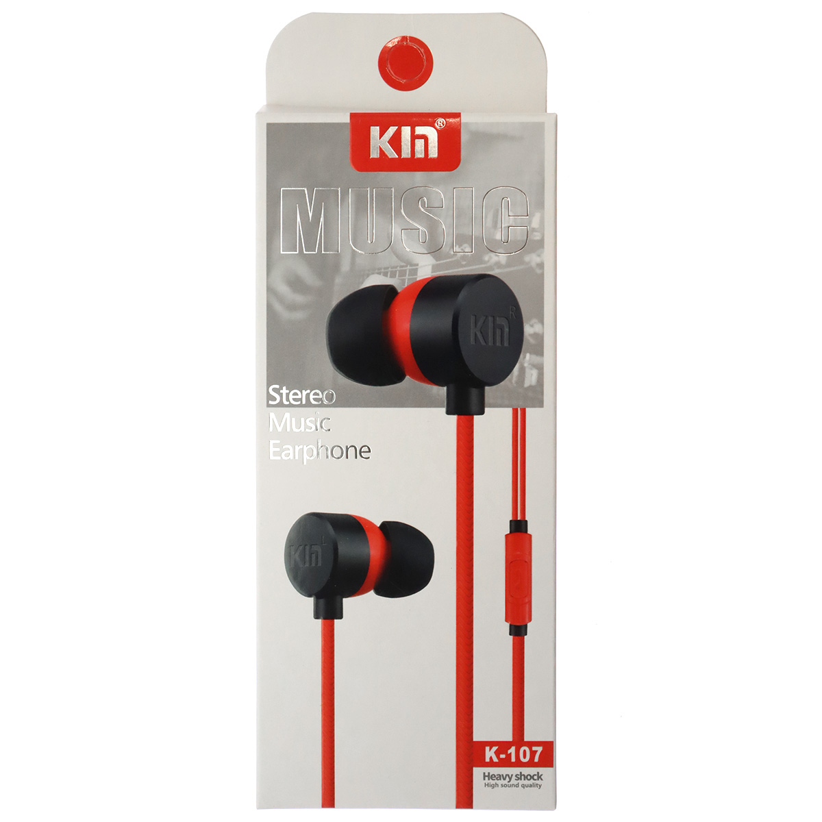 Гарнитура (наушники с микрофоном) проводная, KIN K-107, цвет красный