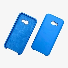 Чехол накладка Silicon Cover для SAMSUNG Galaxy A3 2017 (SM-A320), силикон, бархат, цвет светло синий.