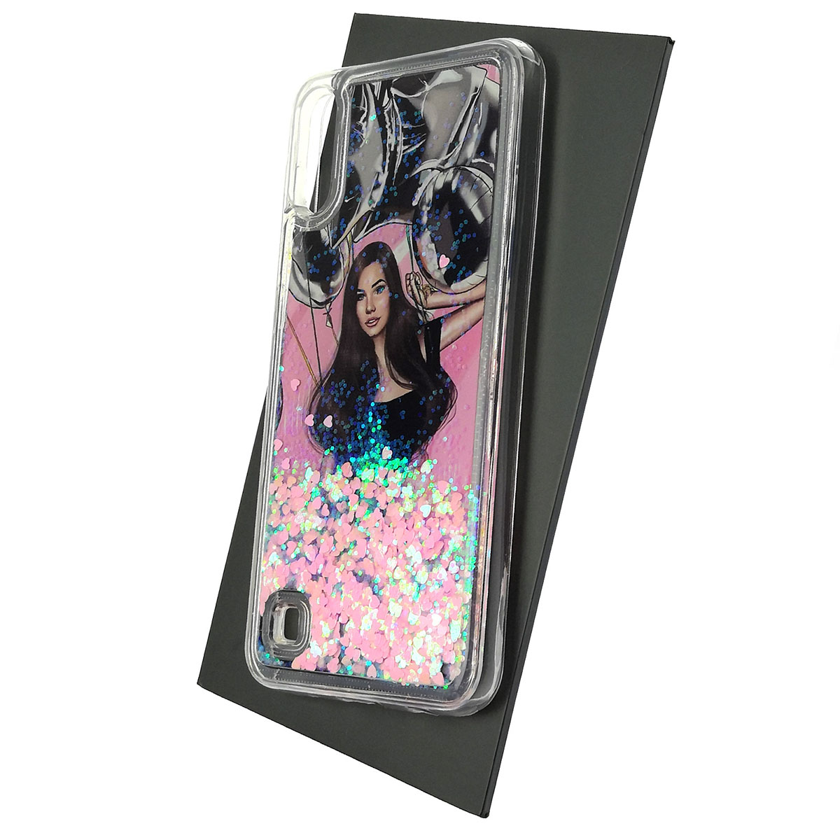 Чехол накладка TransFusion для SAMSUNG Galaxy A10 (SM-A105), M10 (SM-M105), силикон, переливашка, рисунок Девушка с шариками