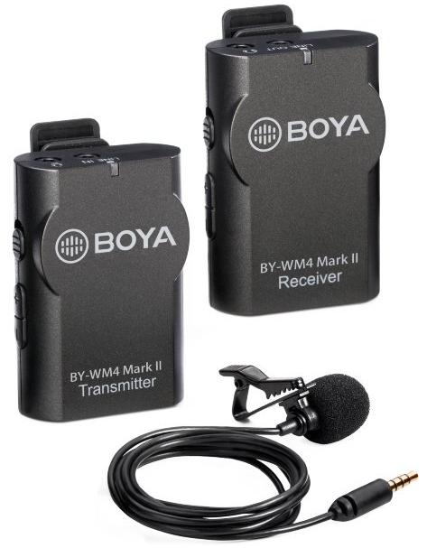Цифровой беспроводной всенаправленный петличный (на прищепке) микрофон Boya BY-WM4 Mark II, цвет черный.