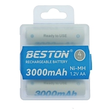 Аккумулятор BESTON AA, Ni-MH, BL4, 3000mAh, 1.2 V, тип пальчиковый (продажа комплектом)