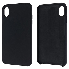 Чехол накладка Silicon Case для APPLE iPhone XS MAX, силикон, бархат, цвет черный