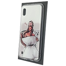 Чехол накладка для SAMSUNG Galaxy A10 (SM-A105), M10 (SM-M105), силикон, рисунок Девушка с собачкой