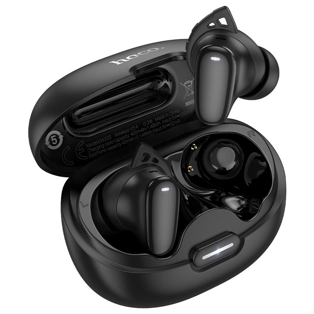 Гарнитура (наушники с микрофоном) беспроводная, HOCO EW203 Jinny, цвет черный