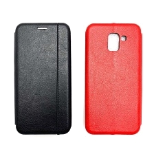 Чехол книжка для SAMSUNG Galaxy J6 2018 (SM-J600), экокожа, визитница, цвет черный