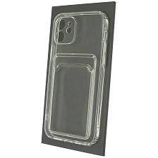 Чехол накладка CARD CASE для APPLE iPhone 12 (6.1"), силикон, отдел для карт, цвет прозрачный