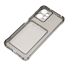 Чехол накладка CARD CASE для XIAOMI Redmi Note 12 4G, силикон, защита камеры, отдел для карт, цвет прозрачно черный
