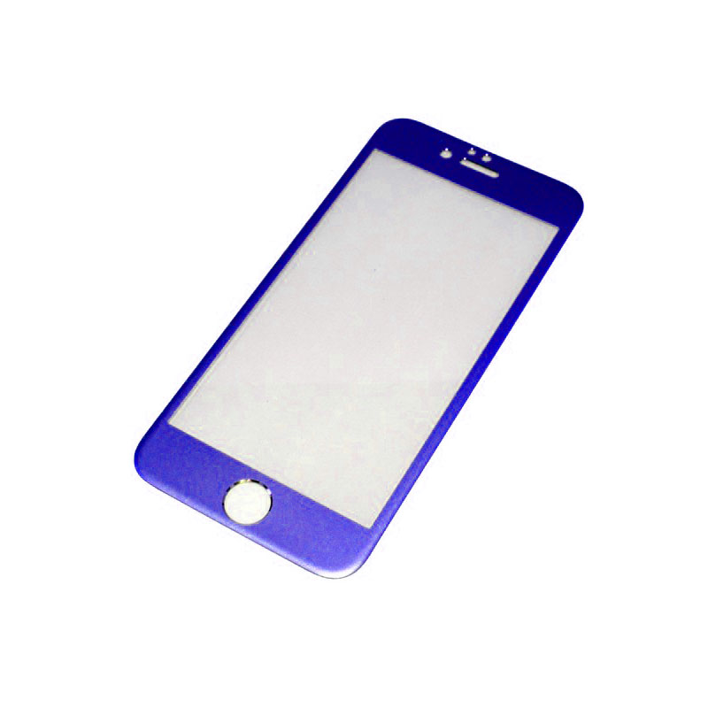 защитное стекло зеркальное для iPhone 4G/4GS перед/зад синий.