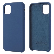 Чехол накладка Silicon Case для APPLE iPhone 11, силикон, бархат, цвет сине голубой