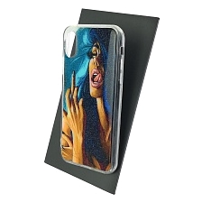 Чехол накладка для APPLE iPhone X, iPhone XS, силикон, рисунок Девушка брюнетка