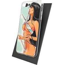 Чехол накладка для APPLE iPhone 7 Plus, iPhone 8 Plus, силикон, блестки, глянцевый, рисунок Девушка в купальнике