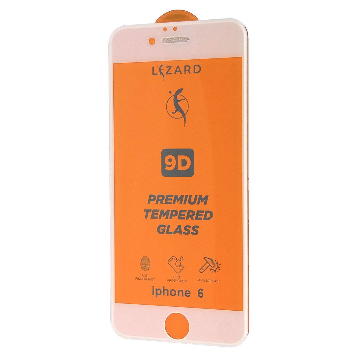 Защитное стекло 9D Lizard для APPLE iPhone 6, iPhone 6S, с сеточкой на динамике, цвет белый.