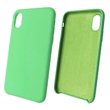 Чехол накладка Silicon Case для APPLE iPhone X, XS, силикон, бархат, цвет мятный.