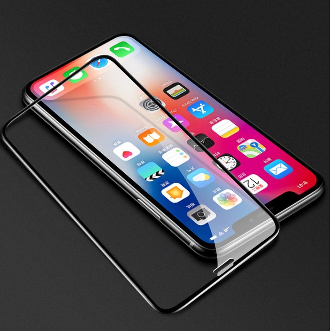 Защитное стекло Lito (премиальное качество) "3D" для APPLE iPhone X/XS (5.8"), цвет канта чёрный.