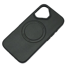 Чехол накладка Creative Stylish с поддержкой MagSafe для APPLE iPhone 16, защита камеры, экокожа, бархат, цвет черный