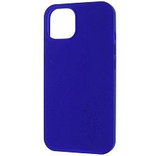 Чехол накладка Silicon Case для APPLE iPhone 14 (6.1"), силикон, бархат, цвет космически синий
