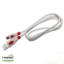 USB Дата кабель Micro USB, силиконовый, текстурированная оплетка, длина 1 метр, цвет белый RED.