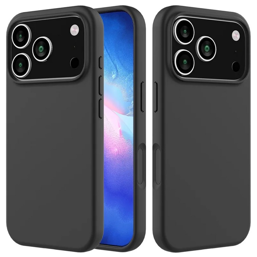 Чехол-накладка Silicone Case для Apple iPhone 17 Pro, L-ogo, бархатная подложка, цвет черный